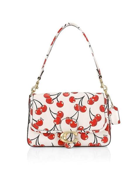 COACH Soft Tabby Cherry Print Leather Shoulder Bag Lyst