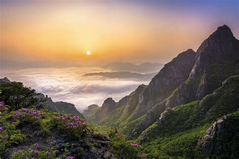 Mountains Landscape Morning Valley Clouds Mist Forest Nature