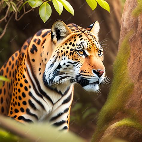 Premium AI Image | Agile jaguars stalking prey in the depths of the jungle