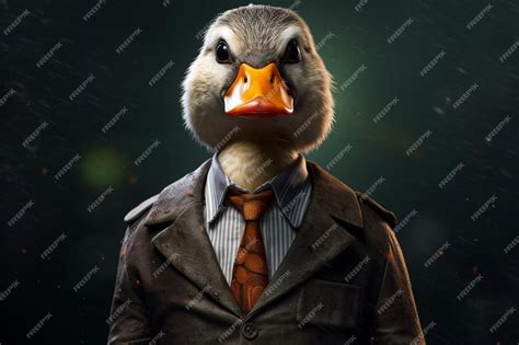 Premium AI Image | humanoid duck in a suit front view Generative AI