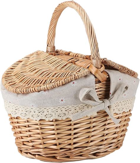 Amazon Forart Wicker Picnic Baskets Hamper With Lid And Handle