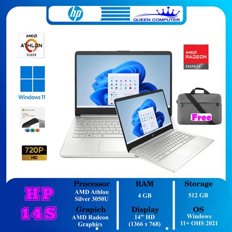 Jual Laptop HP 14S Athlon Silver 3050U 14 RAM 4GB SSD 512GB W11 OHS