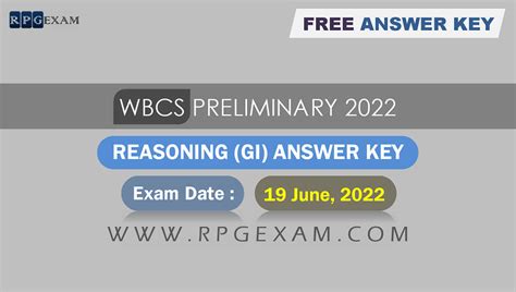 Wbcs Preliminary Th June Reasoning Gi Answer Key