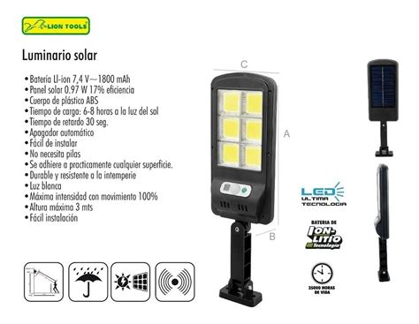 Lampara Led Luminario Solar Exterior 4w 400lm Control Remoto MercadoLibre