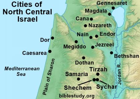 North Central Cities of Ancient Israel Map