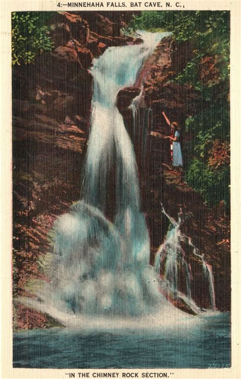 Vintage Postcard Minnehaha Falls In Chimney Rock Station Bat Cave North