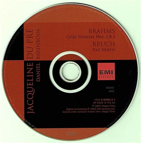 Brahms Cello Sonatas Nos Bruch Kol Nedrei By Jacqueline Du