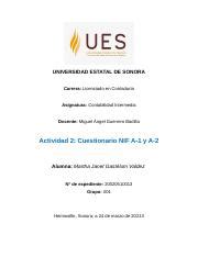 ACT 2 CUESTIONARIO NIF A 1 Y A 2 Docx UNIVERSIDAD ESTATAL DE SONORA