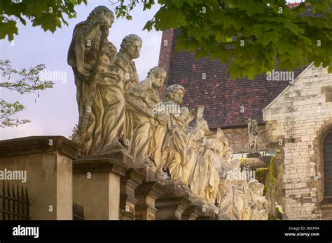 Statues Of The Twelve Apostles In Front The Church Of St Peter And St