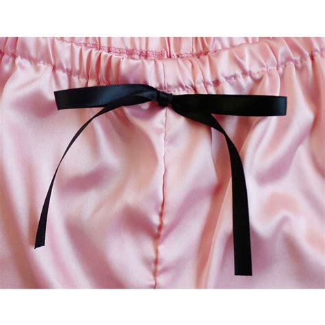 Sexy Soft Satin Vertical Stripes Lace Trim Camisole And Panty Two Piece Lingerie Set N