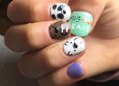 We bare bears nails Manicura de uñas Uñas pintadas de gato Uñas de oso