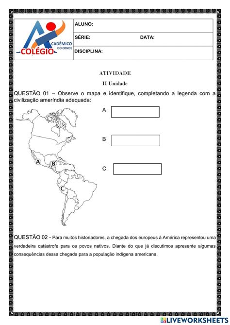 Povos Pr Colombianos Worksheet