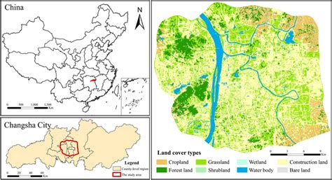 Geographical location of the study area and land cover types | Download ...