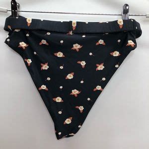 Weworewhat Swim We Wore What Emily Black Floral Print Bikini Bottom