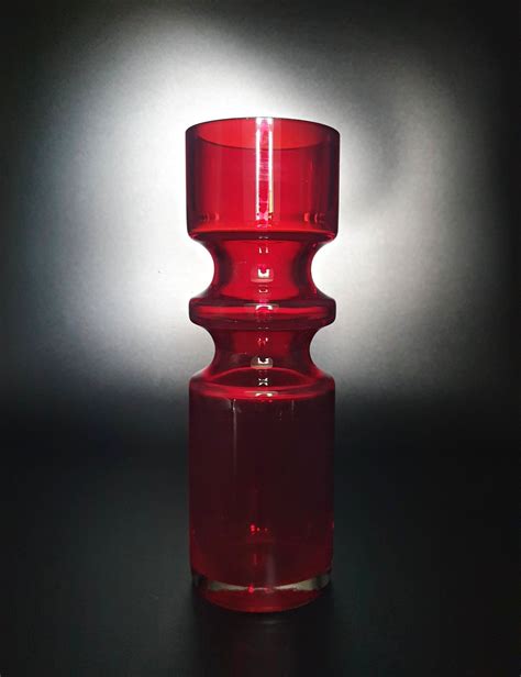 Alsterfors Ruby Glass Vase Per Ström Vintage 1960s 1970s Mid Century Modern Retro Scandinavian