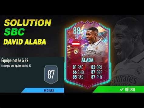 SOLUTION SBC DAVID ALABA EQUIPE NOTEE A 87 PAS CHER SANS DEPENSER TROP