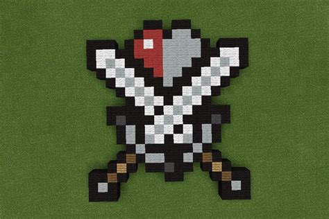 Minecraft Pickaxe And Sword Pixel Art