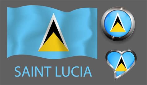 Legen Sie Nation St Lucia Flagge Gl Nzend Schaltfl Che Herz Premium