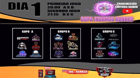 FREE FIRE DIA 1 A X B E B X C COPA INSANOS RANKED CAMPEONATO GRATIS