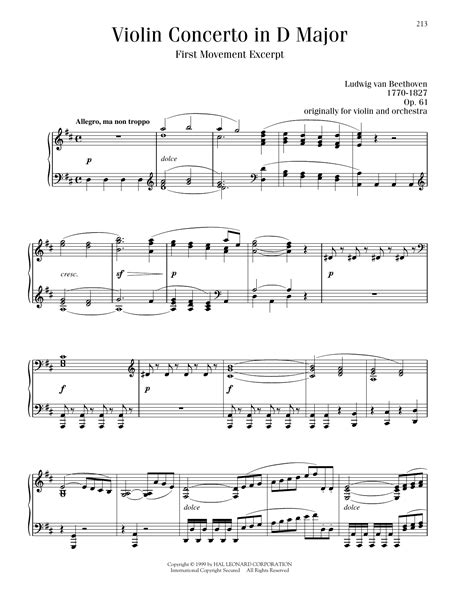 Violin Concerto In D Major Op By Ludwig Van Beethoven Sheet Music