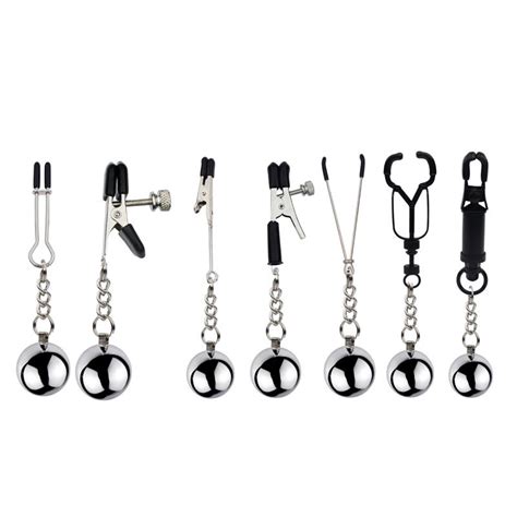 Buy Metal Nipple Clamps Clips Gravity Ball Breast Torture Slave Bdsm