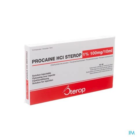 Procaine Hcl Sterop 1 Amp 10 X 100mg10ml Apotheek Thiels