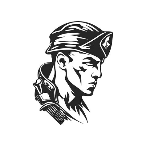 Premium Vector | Black and white stylish logo depicting a military man