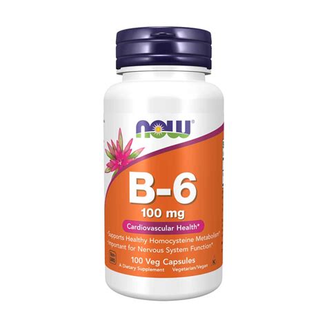 Vitamina B 6 100 mg 100 cápsulas Now