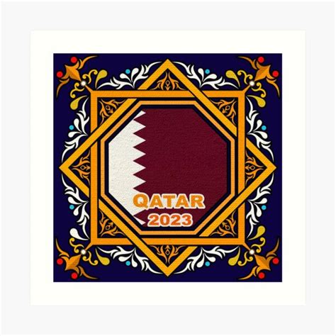 Qatar Flag 2023 Traditional Tile Art Proud To Be Qatari Art Print