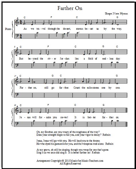 Farther On, a Beautiful Shape-Note Hymn: Free Hymn Sheet Music