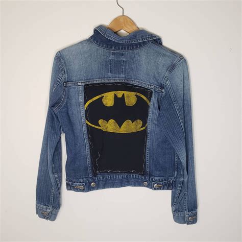 Batman Logo Back Patch Jean Jacket Etsy