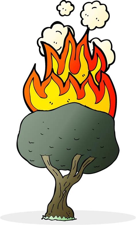 Cartoon Tree On Fire Vector Art At Vecteezy