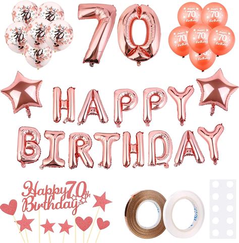 Amazon ADXCO 70th Happy Birthday Balloons Set Rose Gold Sequins