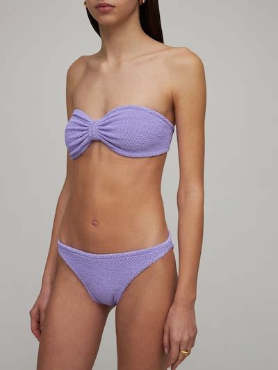 Jean Seersucker Bikini Set Hunza G Women Luisaviaroma