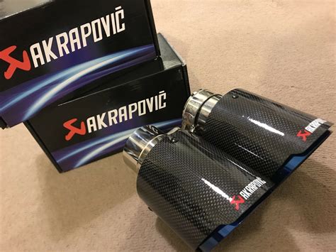 Akrapovic Gloss Black Carbon Fiber Exhaust Tip Blue Stainless Steel