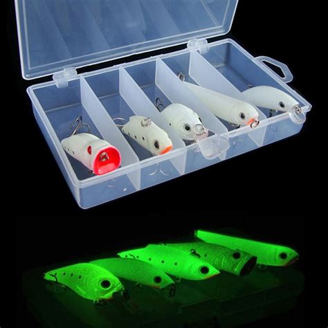 Night Luminous Fishing Lure Bait Kit Glow In Dark Crank Minnow Pencil