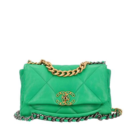 Chanel Quilted Leather 19 Flap Bag Green Luxity