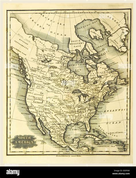 Map of North America, 19th century engraving Stock Photo - Alamy