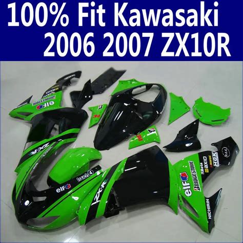 Plastic Fairing Kit For Kawasaki Zx R Green Black Bodywork