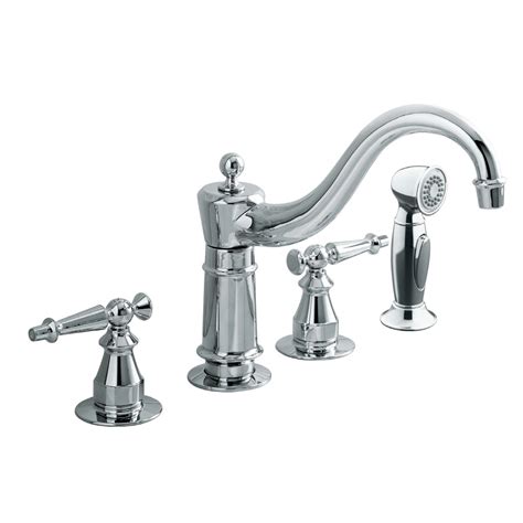 Kohler Antique Polished Chrome 2 Handle Deck Mount Bar And Prep Kitchen Faucet At