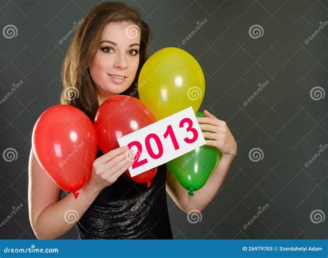 Woman With Balloons Stock Image Image Of Adult Beauty 26979703