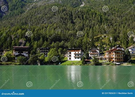 Beautiful Lake Lago Di Alleghe Northern Italy Editorial Stock Photo