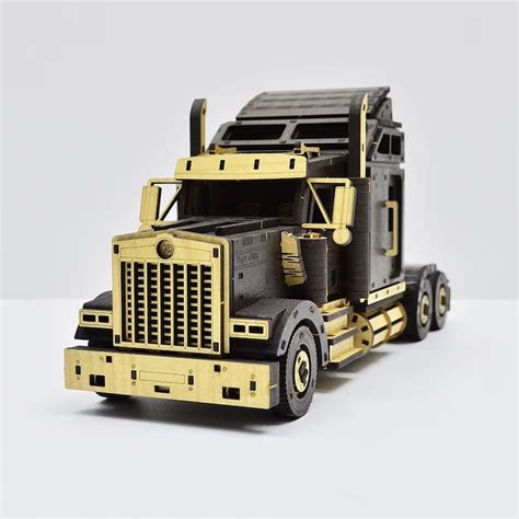 American Freightliner Truck Mechanical 3d Puzzle Laser Cut Cdr Pdf File