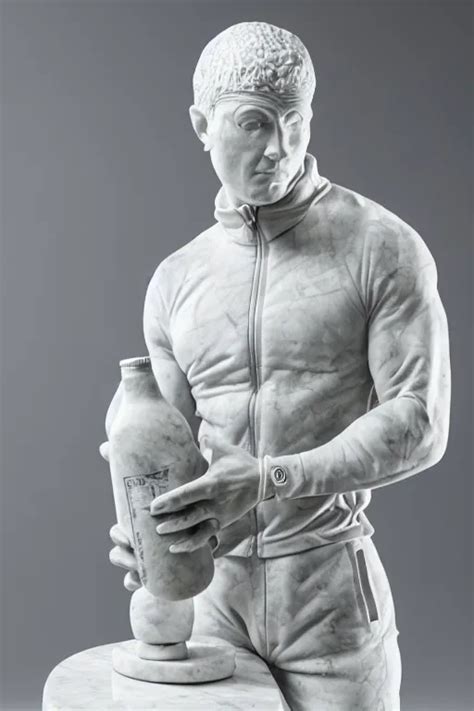 Marble Sculpture Of Man In Adidas Winter Jacket Stable Diffusion