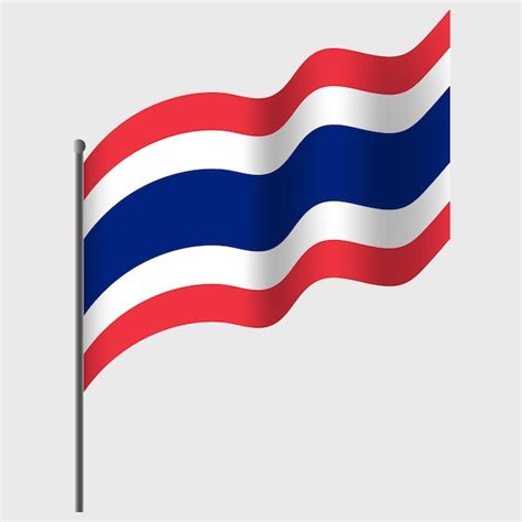 Bandera de tailandia ondeada bandera tailandesa en asta vector emblema ...