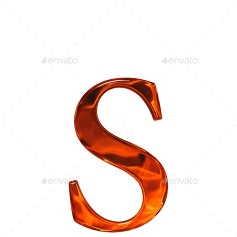 Lowercase Letter S The Extruded Of Glass With Pattern Flame Isolated