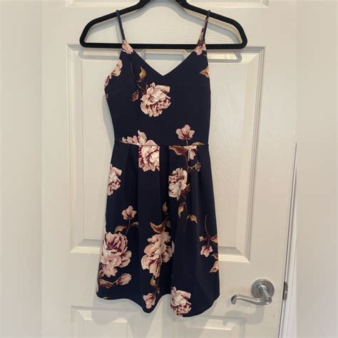 Monteau Dresses Monteau Navy Blue Floral Dress Poshmark