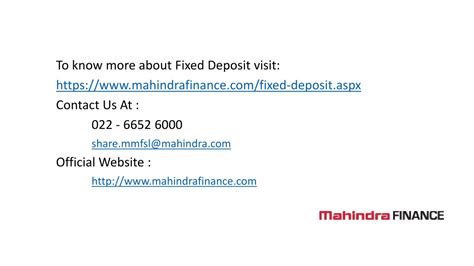 Ppt Mahindra Finance Fixed Deposits Powerpoint Presentation Free