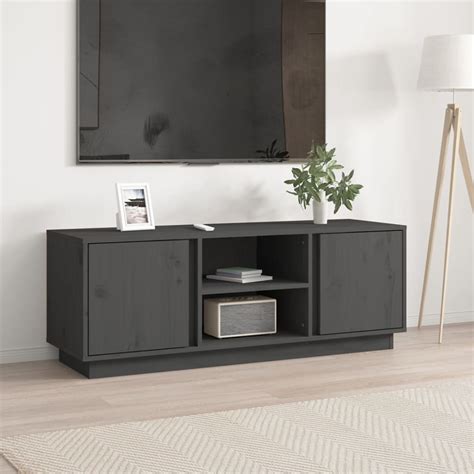 MEUBLE TV MEUBLE HI FI Meuble TV Gris 110x35x40 5 Cm Bois De Pin