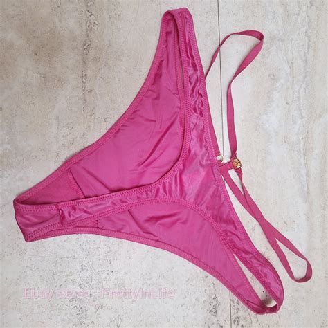 Victoria S Secret Sexy Satin Strappy Hot Pink Panty Thong Cheekini 1FNR